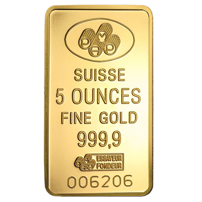 A picture of a Lingot d’or de 5 oz, Fortuna de PAMP Suisse (avec certificat de titrage)